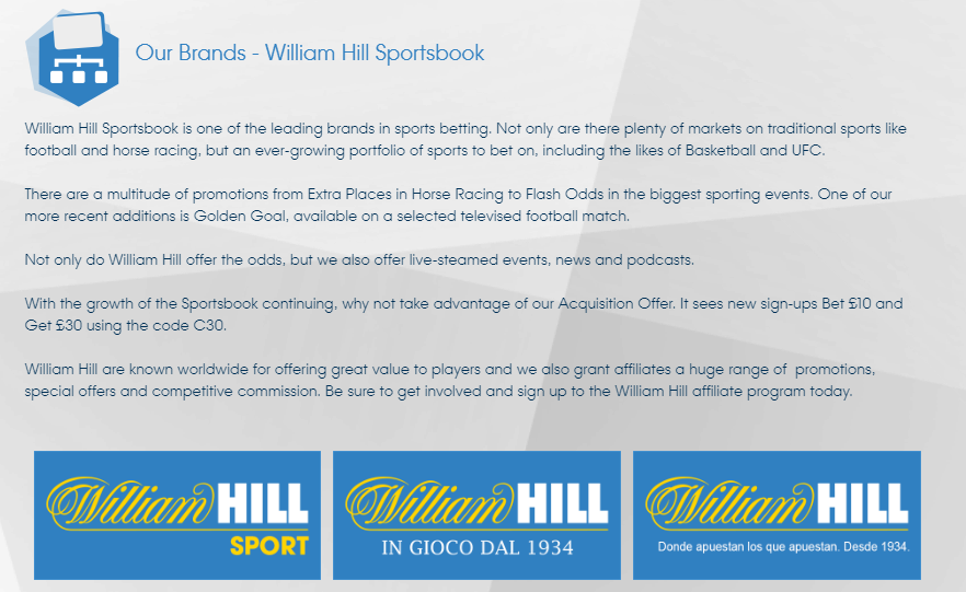 william hill affiliates brands